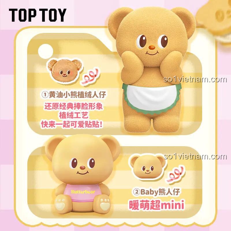 Hai minifigures gấu bơ trong bộ lắp ghép TOP TOY TC2059 Lịch Vạn Niên Gấu Bơ, nhân vật gấu bơ dễ thương, đồ chơi cho bé gái