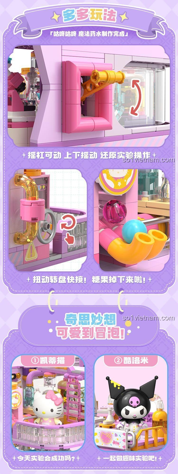 Chi tiết phòng tự học trong mô hình Sanrio Characters Học Viện: Phòng Thí Nghiệm Sáng Tạo, đồ chơi lắp ghép