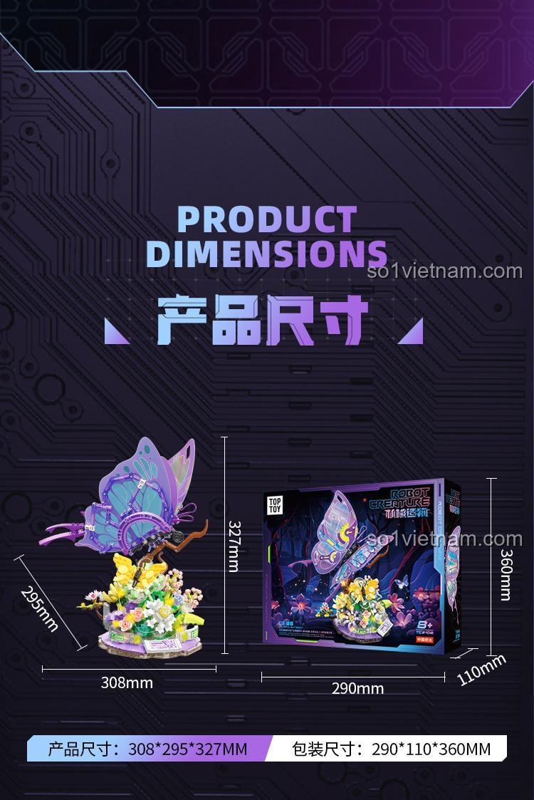 Đồ chơi mô hình Bướm Phát Sáng, Mô hình Bướm Cơ Khí Ảo Ảnh TOP TOY, phát sáng ban đêm với đèn LED, cho bé 8 tuổi, ưu đãi tốt