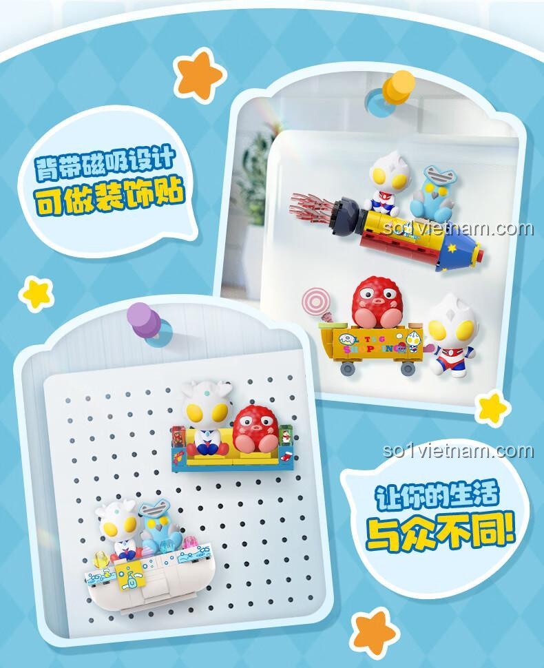 Mô hình Ultraman và quái vật tắm bong bóng, sản phẩm TOP TOY TC2214, bộ lắp ghép cho bé 8 tuổi