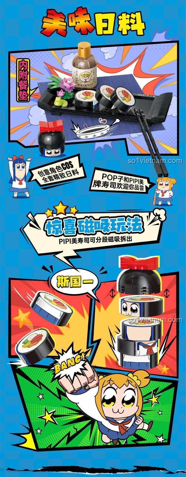 Chi tiết mô hình Sushi Ngon Miệng Pop子 và Pipi美 TC2320