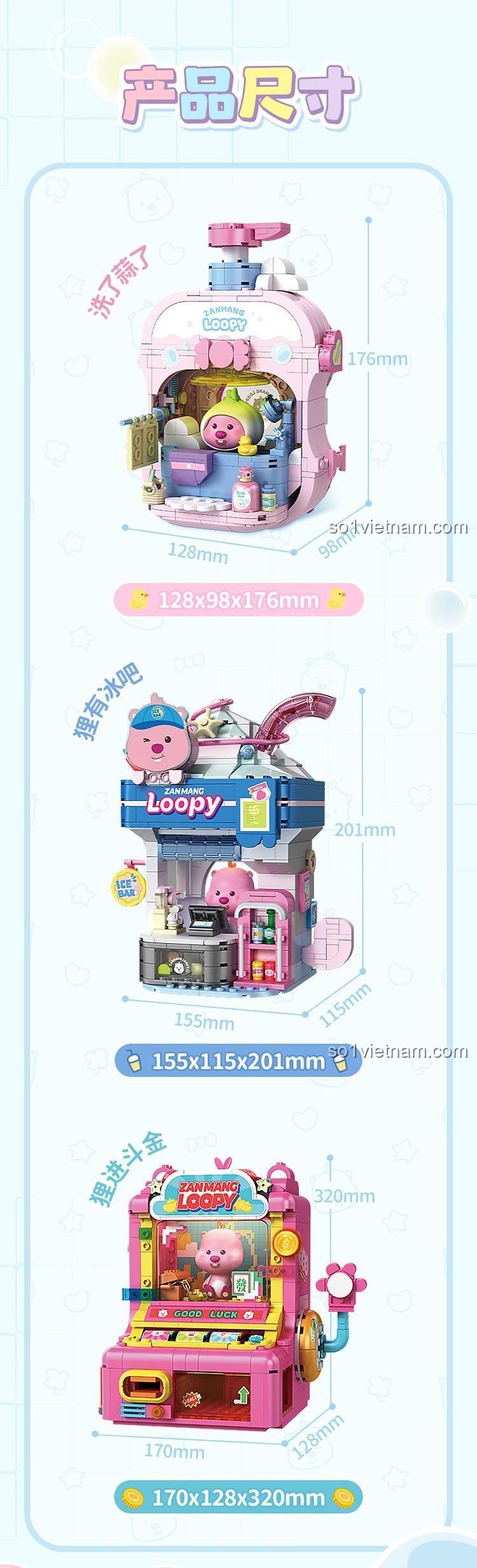 Poster chi tiết về bộ đồ chơi chủ đề quầy kem trong series ZANMANG LOOPY.
