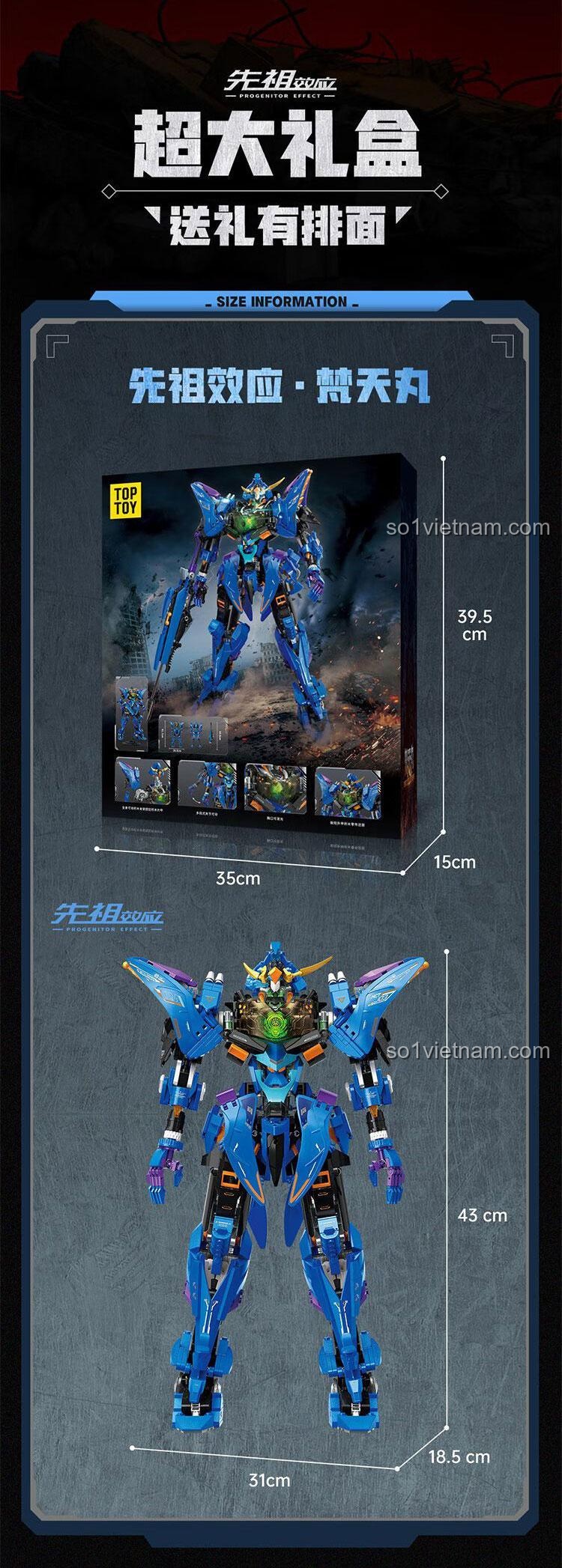 Thông tin sản phẩm Mô hình Robot Mecha "Tiên Tổ Hiệu Ứng" Date Masamune TC2405, bao gồm tên, hãng sản xuất, số chi tiết, kích thước.