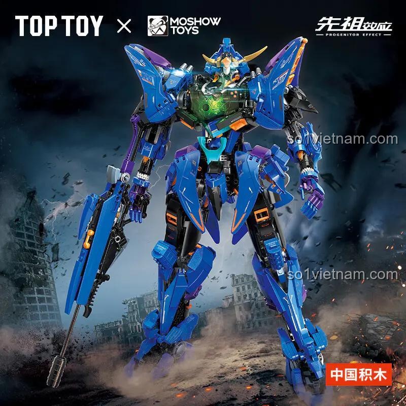 Mô hình Robot Mecha "Tiên Tổ Hiệu Ứng" Date Masamune TC2405 của TOP TOY, màu xanh dương chủ đạo, với các chi tiết sắc nét, khớp nối đa đoạn, kích thước 43cm.