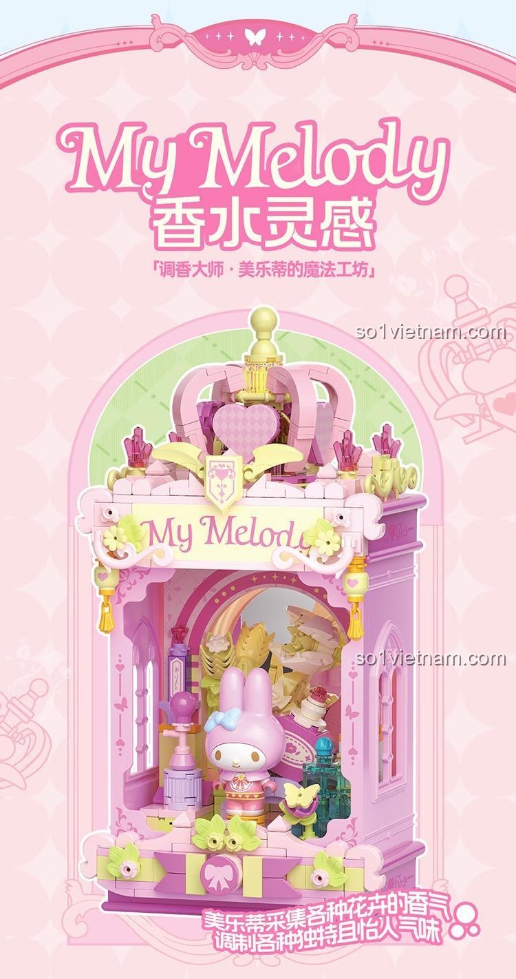 Bộ lắp ghép My Melody TC3111 với cảm hứng nước hoa, đồ chơi mô hình My Melody TOP TOY, đồ chơi lắp ghép My Melody cho bé gái.