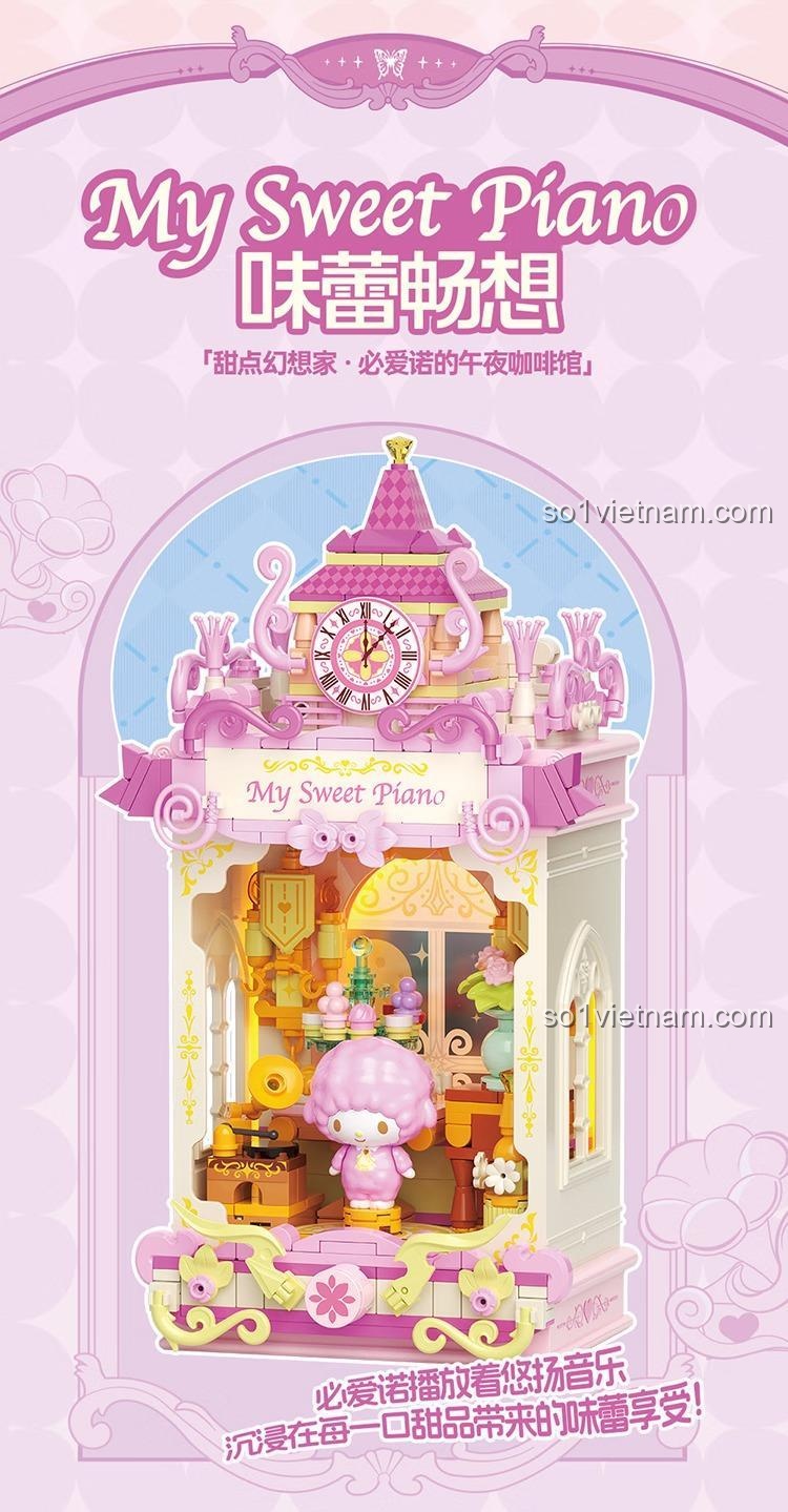 Chi tiết mô hình Bé Piano Ngọt Ngào TOP TOY TC3112, bộ xếp hình Sanrio My Sweet Piano với thiết kế tinh xảo, đáng tiền