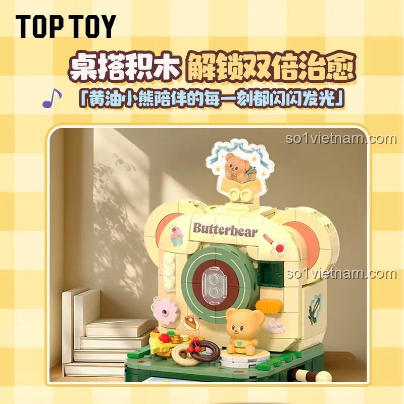 Đồ chơi xây dựng Máy ảnh lấy liền Gấu Bơ TOP TOY TC3501, mô hình trang trí bàn học, món quà giá rẻ cho bé gái 6 tuổi