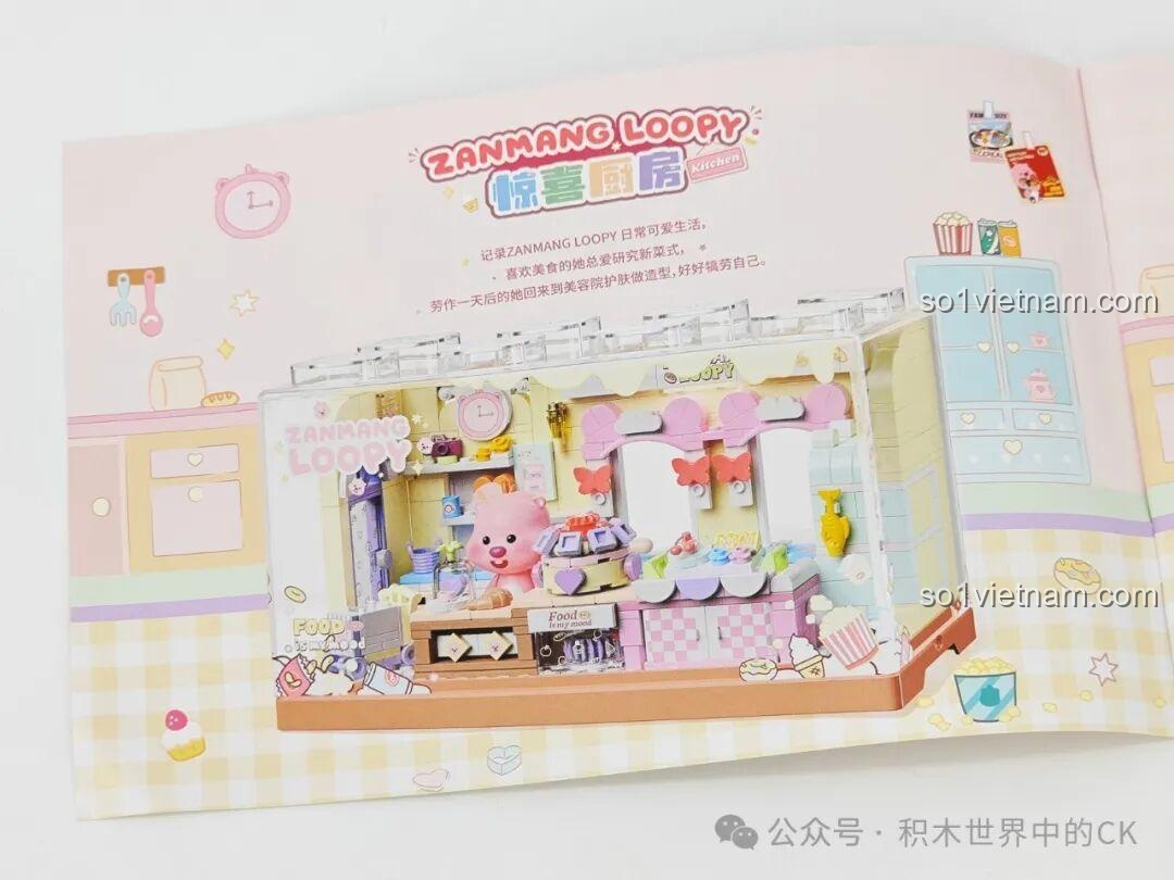Các túi mảnh ghép bên trong hộp đồ chơi lắp ráp TOP TOY ZANMANG LOOPY phiên bản Nhà bếp