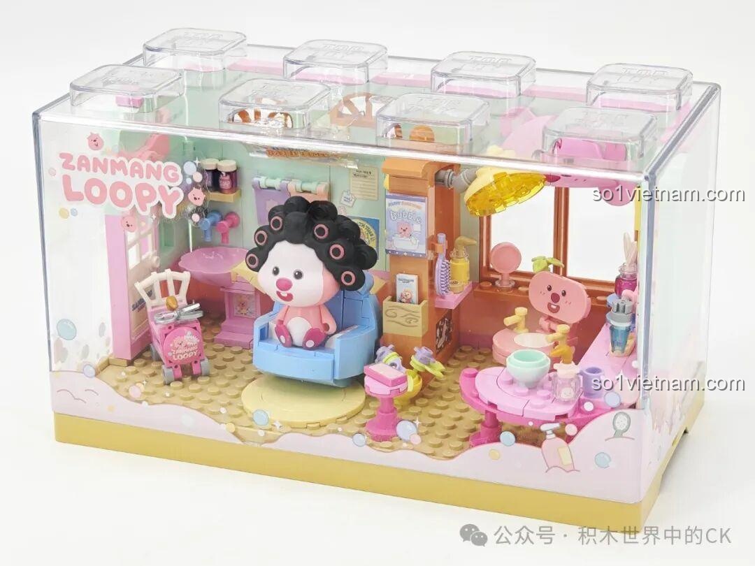 Mô hình nhà bếp ZANMANG LOOPY TC3107 của TOP TOY với hoa, bong bóng, kem, pizza, chuối, bánh mì, bánh ngọt, bỏng ngô, kem, chuối, pizza, bánh mì và bánh ngọt