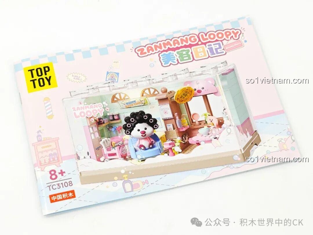 Mô hình nhà bếp ZANMANG LOOPY TC3107 của TOP TOY với hoa, bong bóng, kem, pizza, chuối và bánh ngọt