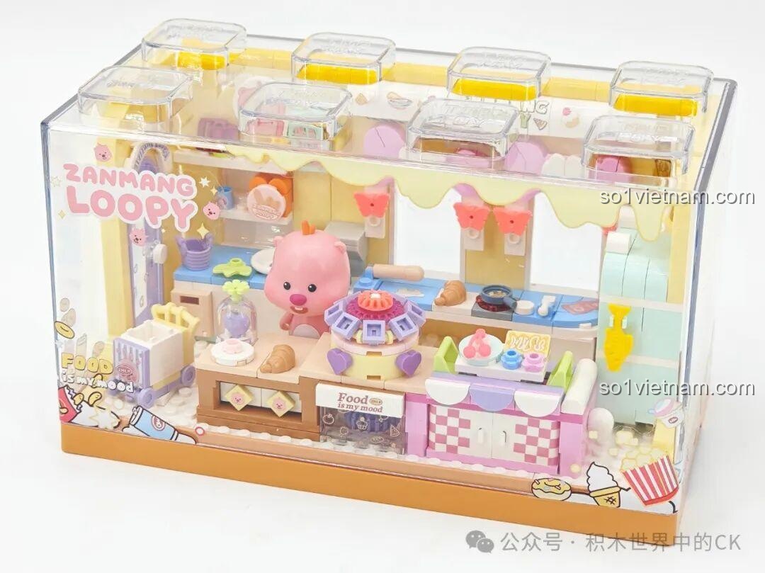Mặt sau hộp đồ chơi lắp ráp TOP TOY ZANMANG LOOPY phiên bản Chăm sóc sắc đẹp