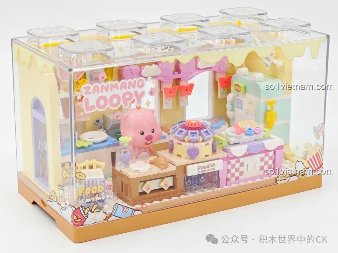 Hình minh họa trên hộp đồ chơi lắp ráp TOP TOY ZANMANG LOOPY phiên bản Chăm sóc sắc đẹp