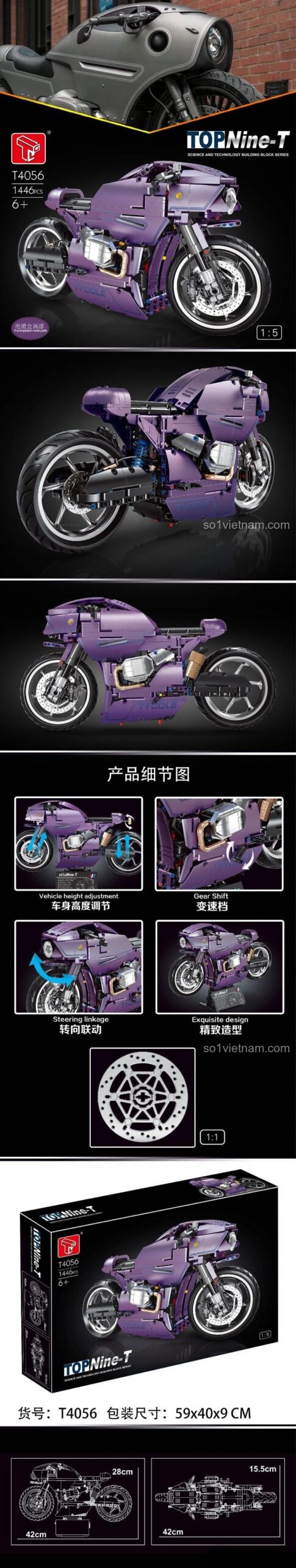 Mô hình mô tô Nine-T TOPNine-T T4056 sau khi lắp ráp