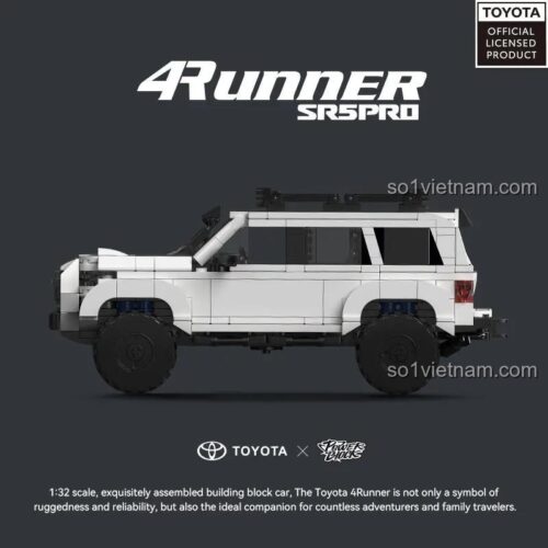 Mô hình xe địa hình Toyota 4Runner PB8809 màu trắng, tỉ lệ 1:32, 540 mảnh, nhìn từ bên trái, đồ chơi lắp ghép cho bé trai 8 tuổi, giá tốt