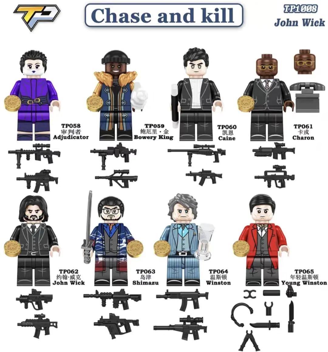 Bộ đồ chơi TP TP064 John Wick 8 nhân vật, figure John Wick, figure Winston, figure Caine, figure Charon, figure Adjudicator, figure Bowery King, figure Shimazu, đồ chơi mô hình John Wick, đồ chơi lắp ghép John Wick, giá tốt, chất lượng cao, cho bé trai 14 tuổi