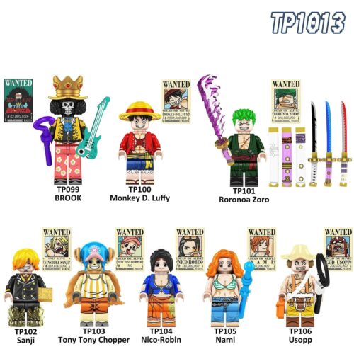Bộ 8 Minifigure One Piece TP099 - Brook, Monkey D. Luffy, Roronoa Zoro, Vinsmoke Sanji, Tony Tony Chopper, Nico Robin, Nami, God Usopp - Đồ chơi lắp ghép