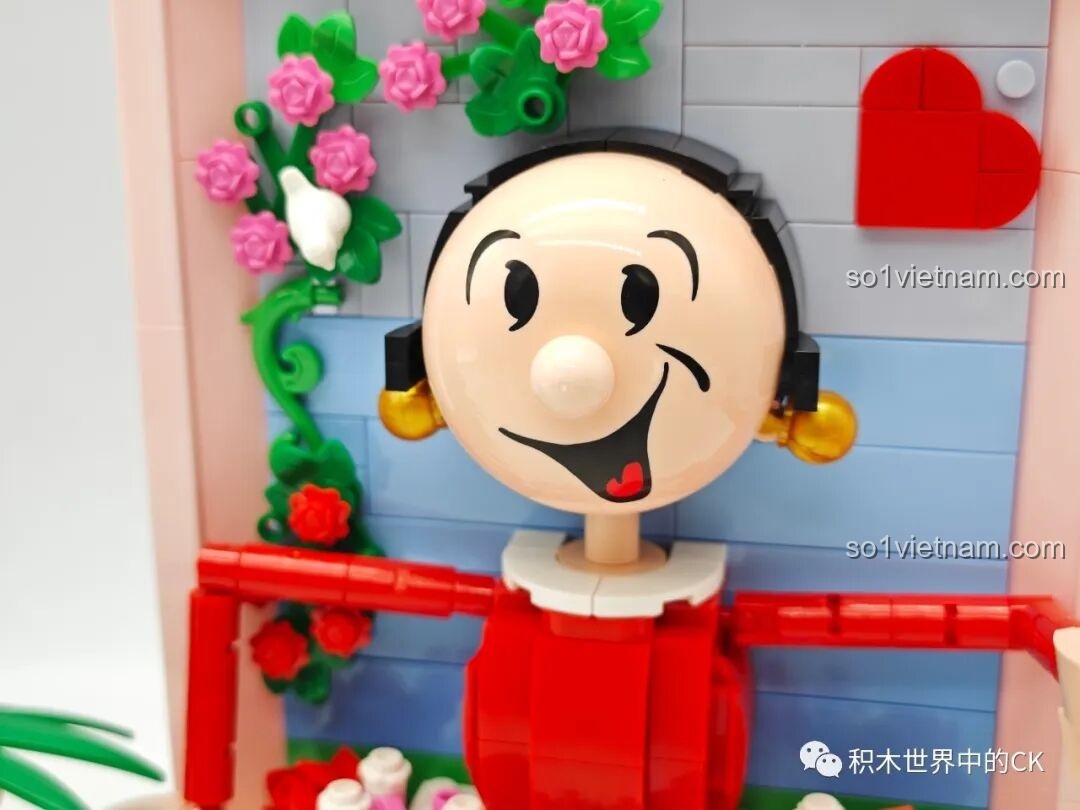 Cận cảnh khuôn mặt tươi tắn và chi tiết hoa lá của Olive Oyl trong bộ Tranh Lập Thể Pantasy 86404, tái hiện hoàn hảo nhân vật.