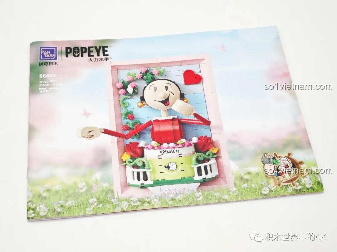 Sách hướng dẫn lắp ráp chi tiết của bộ Tranh Lập Thể Olive Oyl Pantasy 86404, với hình ảnh minh họa rõ ràng.