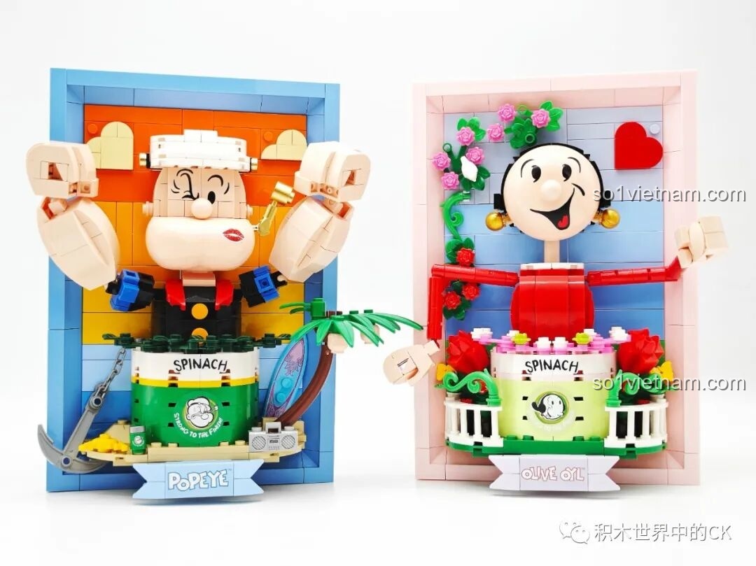 Cặp đôi Tranh Lập Thể Popeye và Olive Oyl Pantasy 86403-86404 khi được trưng bày cạnh nhau, tạo nên một không gian sống động.