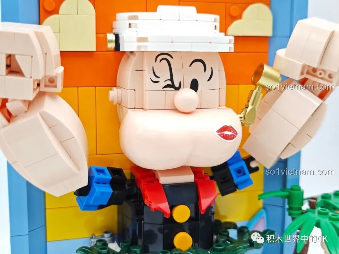 Cận cảnh khuôn mặt biểu cảm của Popeye trong bộ Tranh Lập Thể Pantasy 86403, với các chi tiết in sắc nét.