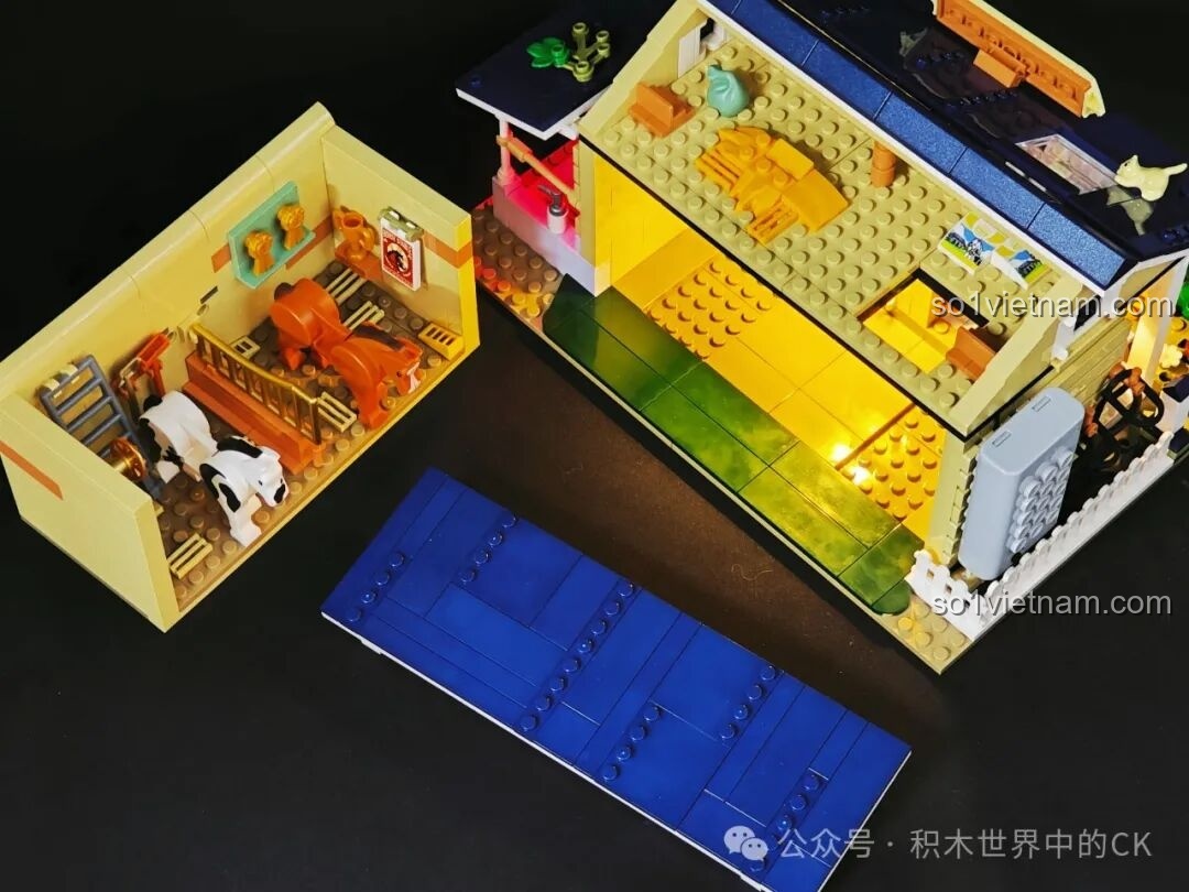 Chi tiết bức tranh treo tường ngộ nghĩnh bên trong chuồng ngựa của bộ lắp ráp FunWhole F9080.