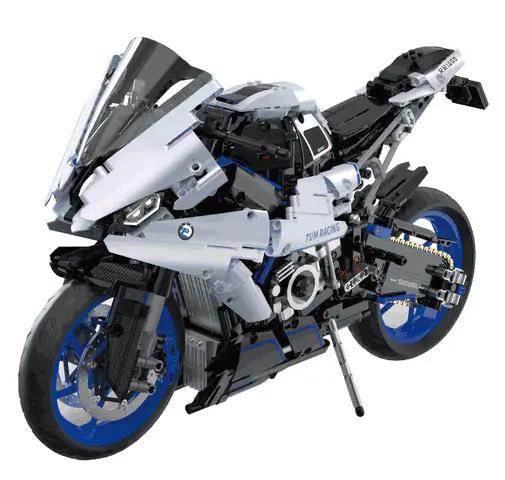 Bộ lắp ghép Tuomu T3007 Mô tô phân khối lớn SR1000, mô hình xe đua tỉ lệ 1:5 màu trắng đen xanh, phù hợp bé trai 8 tuổi, giá tốt.