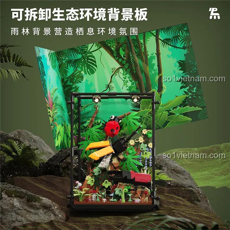 Bộ lắp ghép Hộp Sinh Thái Gia Đình Bọ Cánh Cứng Tuomu T3010, Mô hình Bọ Cánh Cứng, Đồ chơi mô hình, Đồ chơi giáo dục, Đồ chơi sáng tạo, Đèn LED, 8 tuổi, Con trai, Con gái