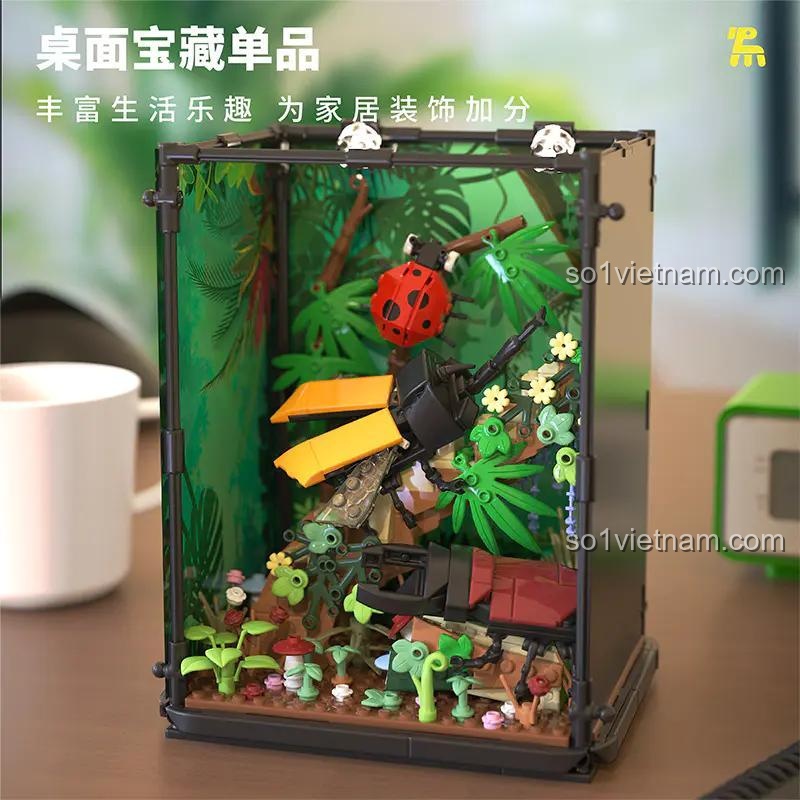 Bộ lắp ghép Hộp Sinh Thái Gia Đình Bọ Cánh Cứng Tuomu T3010, Mô hình Bọ Cánh Cứng, Đồ chơi mô hình, Đồ chơi giáo dục, Đồ chơi sáng tạo, Đèn LED, 8 tuổi, Con trai, Con gái