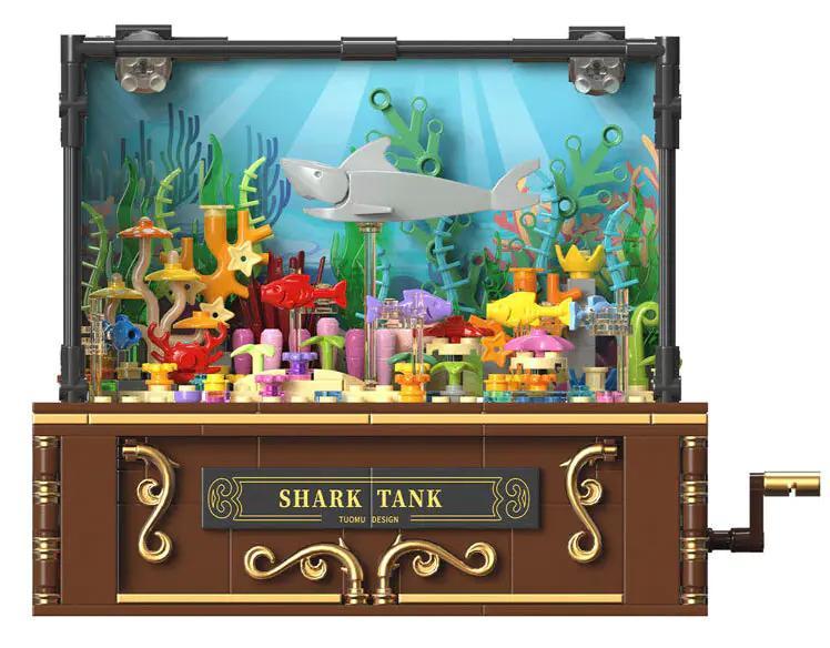 bộ lắp ghép Bể Cá Mập Biển Sâu Tuomu T4002 cho bé 8 tuổi, mô hình trang trí độc đáo giá rẻ.
