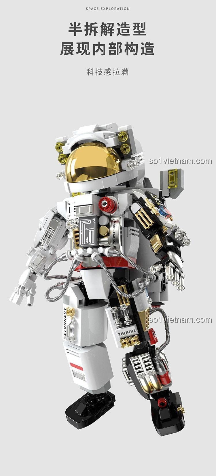 T6001 Phi Hành Gia Khám Phá Vũ Trụ, đồ chơi xây dựng Tuomu 6001, mô hình bán tháo rời, cho bé trai 6 tuổi