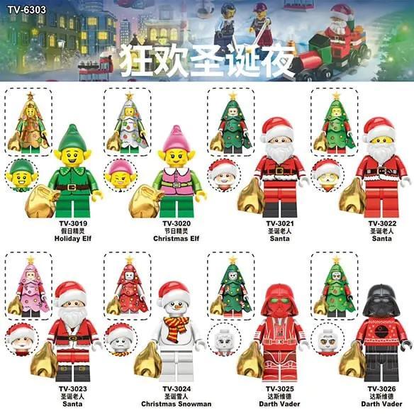 Minifigure TV 3023 Ông già Noel với túi quà vàng, trang phục đỏ trắng đặc trưng, phù hợp cho bé trai và bé gái 6 tuổi, giá tốt