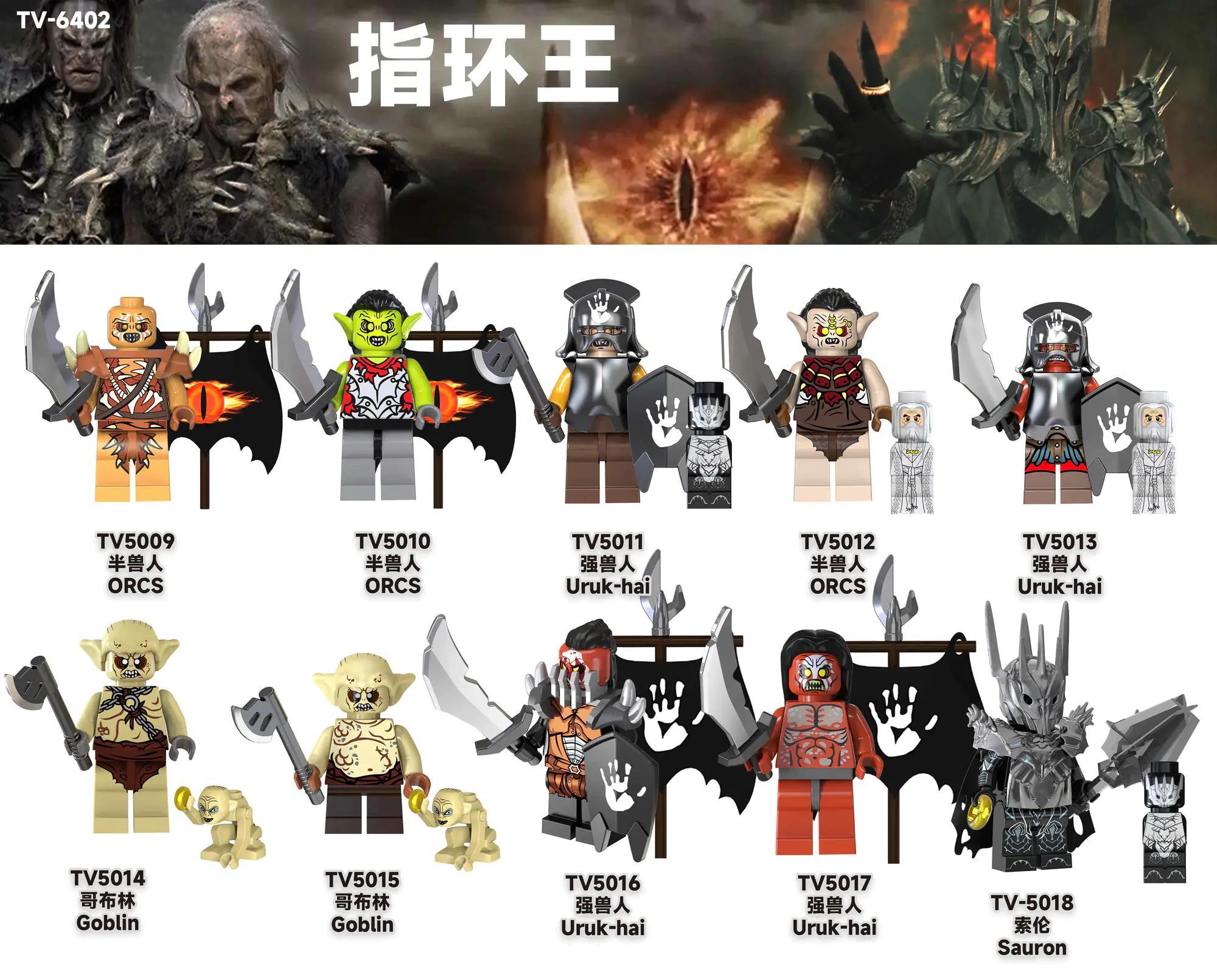 Bộ đồ chơi TV-6402 Minifigures Chúa Tể Những Chiếc Nhẫn, bộ lắp ghép nhân vật Orc Uruk-hai Sauron Goblin, đồ chơi mô hình giá tốt cho bé trai 6 tuổi