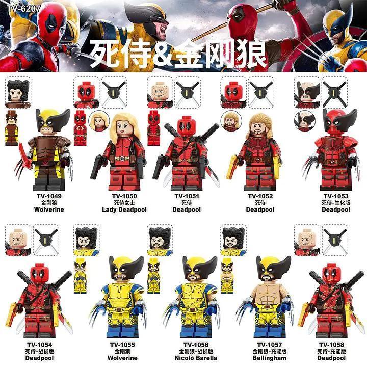Bộ đồ chơi TV TV1053 Deadpool & Wolverine 10 minifigures, siêu anh hùng Marvel, đồ chơi lắp ráp cho bé trai 14 tuổi, giá tốt