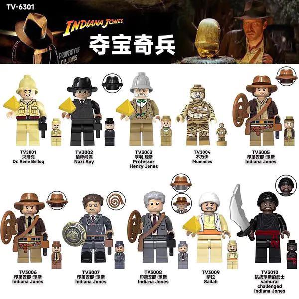 Bộ đồ chơi Minifigure Indiana Jones TV3002, bộ 10 minifigure nhân vật Indiana Jones và phản diện, phù hợp bé trai 8 tuổi, giá tốt