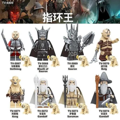 Bộ 8 Minifigures Chúa tể những chiếc nhẫn TV TV5067, Nhân vật phim Chúa tể những chiếc nhẫn, figure minifigures TV, đồ chơi mô hình giá rẻ
