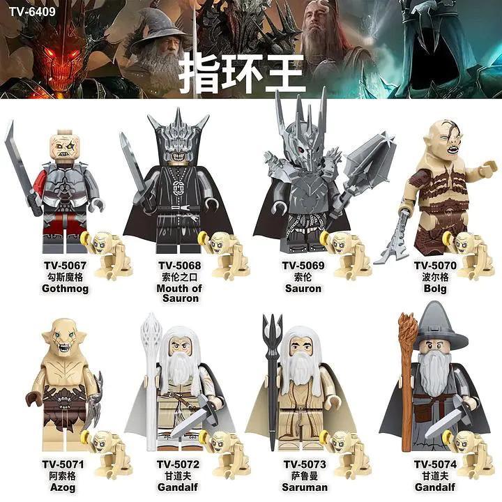Bộ 8 Minifigure Chúa tể những chiếc nhẫn TV TV6409, nhân vật huyền thoại Trung Địa, đồ chơi lắp ghép cho bé 6 tuổi, giá tốt