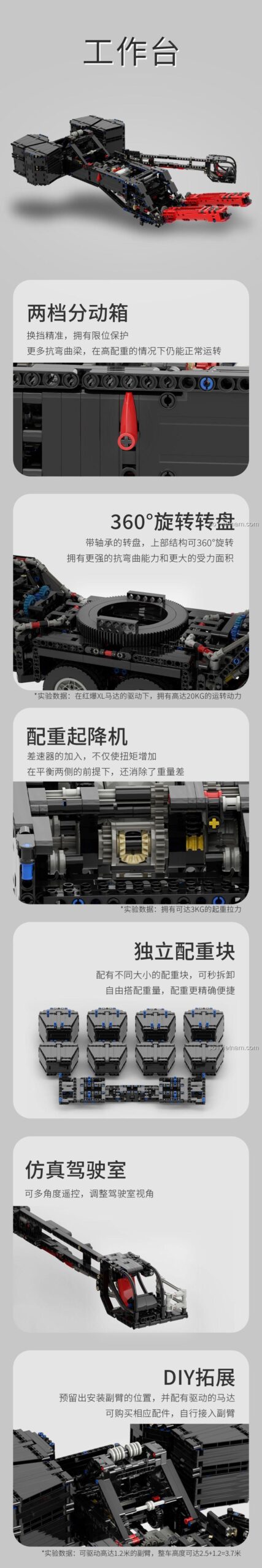Cần cẩu kỹ thuật Liebherr LTM 11200 Ubricks E1001 mô hình đầy đủ