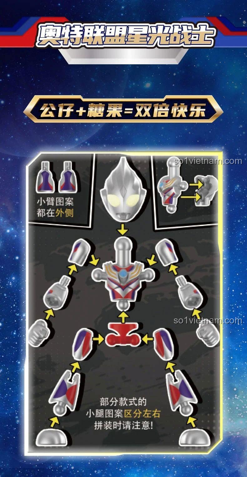 Mô hình Ultraman Liên Minh Tinh Quang Chiến Sĩ sau khi lắp ráp, có thể thay đổi phụ kiện, đồ chơi hành động cho bé trai, chất liệu nhựa ABS cao cấp.