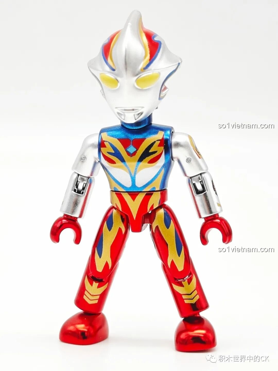 Mô hình lắp ghép Ultraman Mebius Phoenix Brave từ bộ Enlighten 75028, màu đỏ vàng lấp lánh.