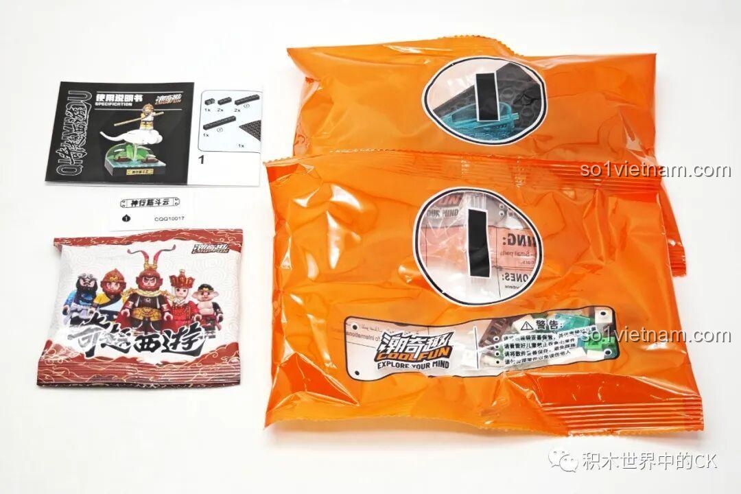 Mở hộp set Tôn Ngộ Không cưỡi Cân Đẩu Vân, bộ lắp ráp Chaoqiqu CQQ10017, đồ chơi mô hình Tây Du Ký.