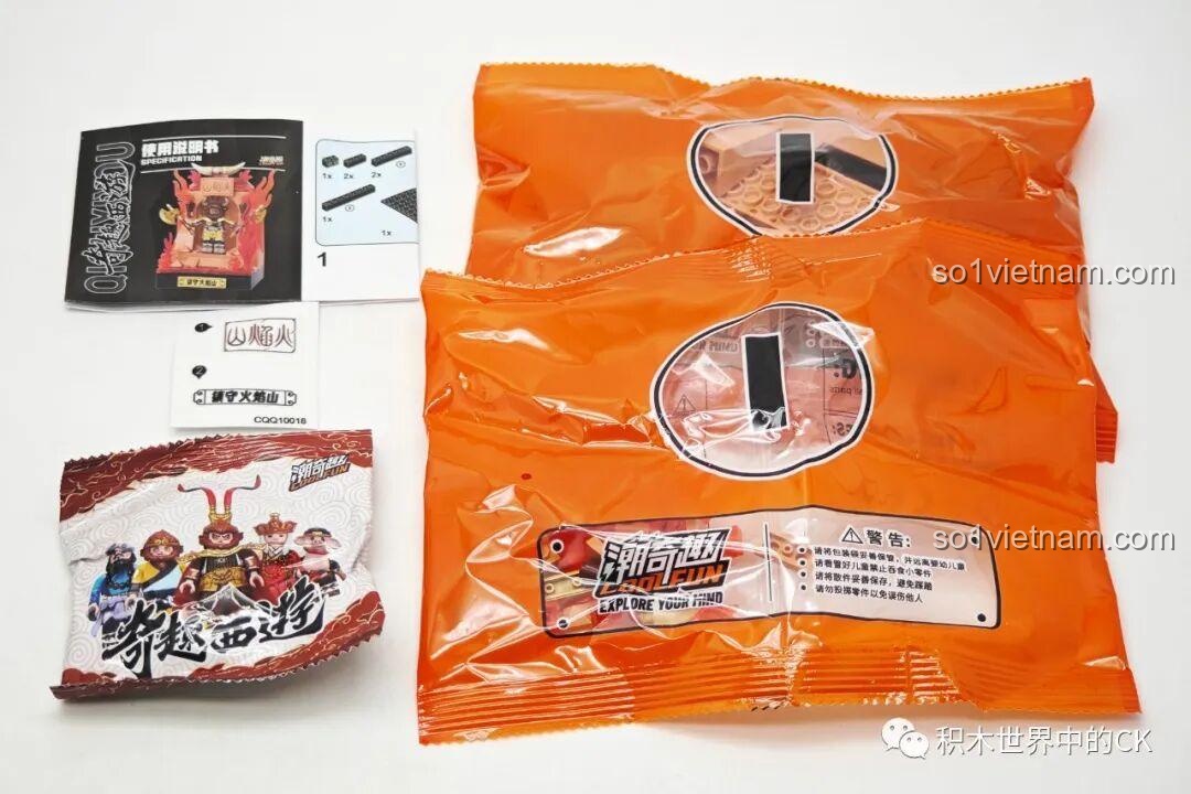 Mở hộp set Ngưu Ma Vương Trấn Thủ Hỏa Diệm Sơn, bộ lắp ráp Chaoqiqu CQQ10018, đồ chơi mô hình nhân vật Tây Du Ký.