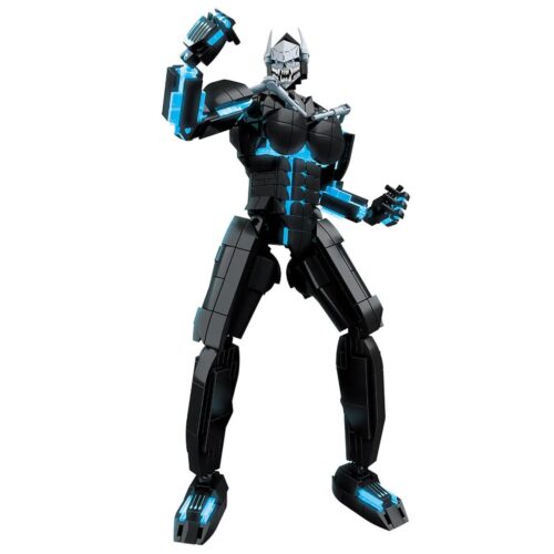 Hình ảnh mặt trước của bộ lắp ghép Kaiju Số 8 824, một figure hành động màu đen với các chi tiết xanh dương nổi bật, dành cho con trai trên 12 tuổi. Đồ chơi mô hình giá rẻ.