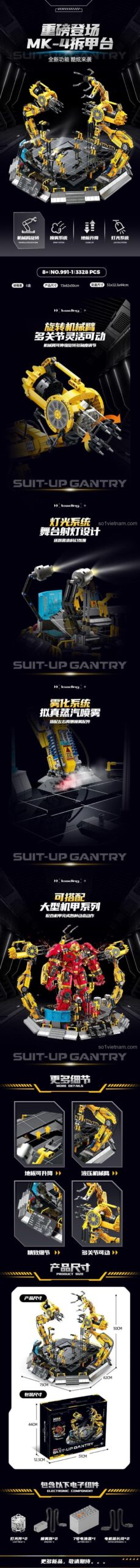 Chi tiết các cánh tay robot của set đồ chơi Nhà Chứa Giáp Iron Man Unbranded 9911, chất lượng cao giá rẻ.