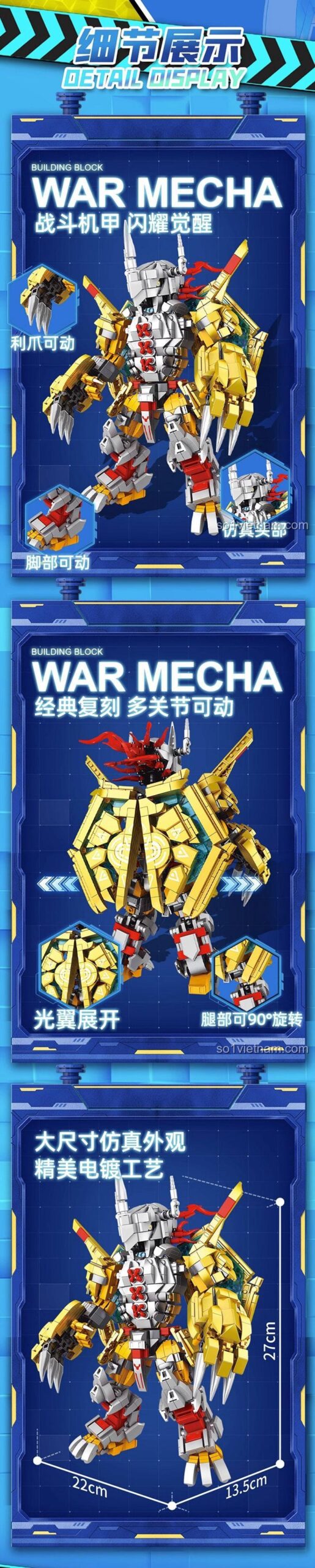 Các khớp nối cử động của mô hình Chiến Thần Máy Móc ZB696, Robot Digimon 1200 mảnh, đồ chơi mô hình cho bé trai 14 tuổi, giá tốt