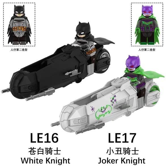Bộ lắp ghép Xe máy Joker Knight Unknown LE17, có thể lắp ráp thành 2 kiểu, màu trắng tím xanh lá, minifigure Joker, đồ chơi cho bé trai 6 tuổi, giá tốt