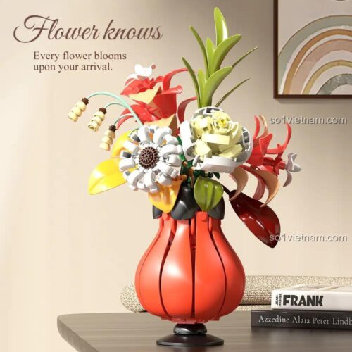 Đồ chơi mô hình Bó hoa lắp ráp WallaJive 13068, trang trí bàn làm việc, quà tặng sáng tạo cho bạn gái.