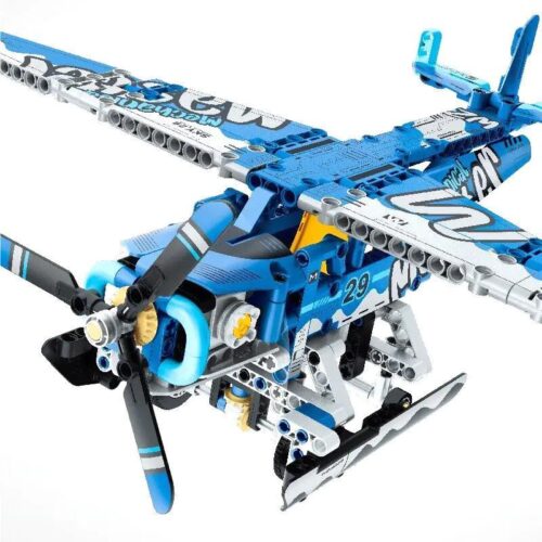 Máy bay Thủy Lực WanZhi 6829, bộ lắp ghép máy bay cánh quạt, đồ chơi mô hình máy bay STEM cho bé trai 14 tuổi, cánh quạt xoay, động cơ liên kết, 387 mảnh