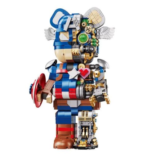 bộ lắp ghép Gấu Robot Captain America Wangao 188009, mô hình Anh Hùng Cơ Khí, biểu tượng sức mạnh, cho con trai 6 tuổi, giá tốt