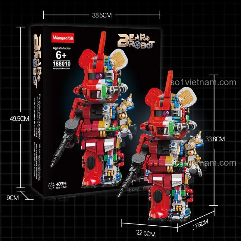 Hộp đồ chơi Wangao 188010 Mô Hình Gấu Robot Zaku 400% với kích thước chi tiết, chất lượng cao, phù hợp bé trai 6 tuổi, giá tiết kiệm.