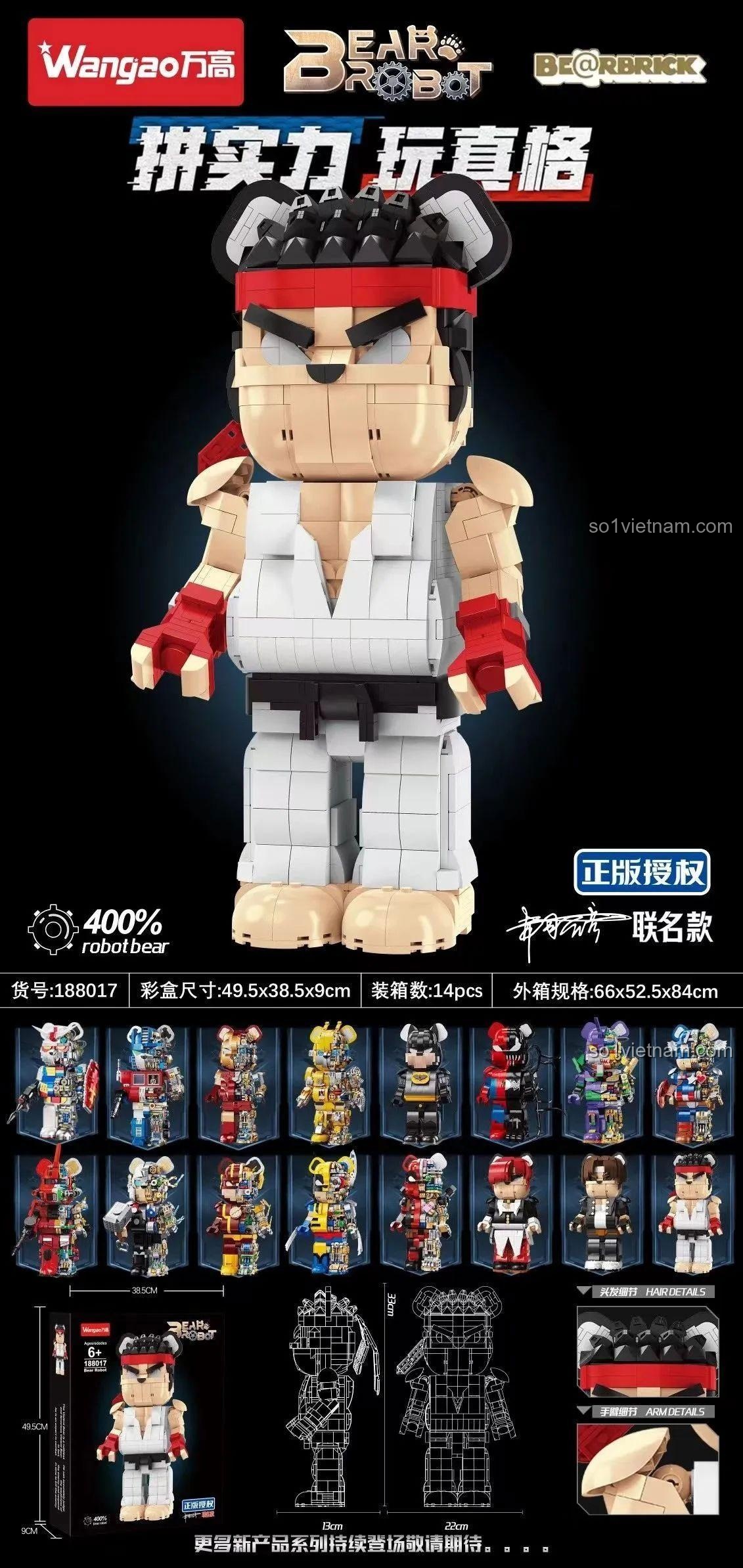 Hộp sản phẩm Gấu máy Ryu 400% Wangao 188017